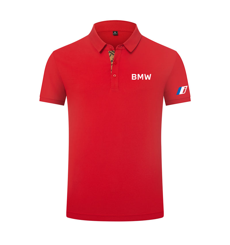 Polo BMW classique uni en coton piqué épais pour homme avec poignets cotelés